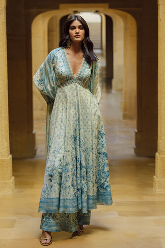 Aluma Mul Anarkali Set - Powder Blue, Powder Blue, image 1